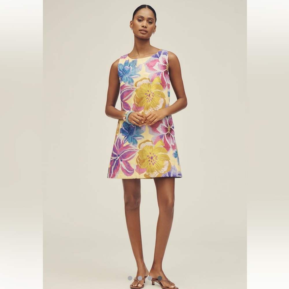 Farm Rio for Anthropology Floral Quilt Sleeveless Dress, Size L